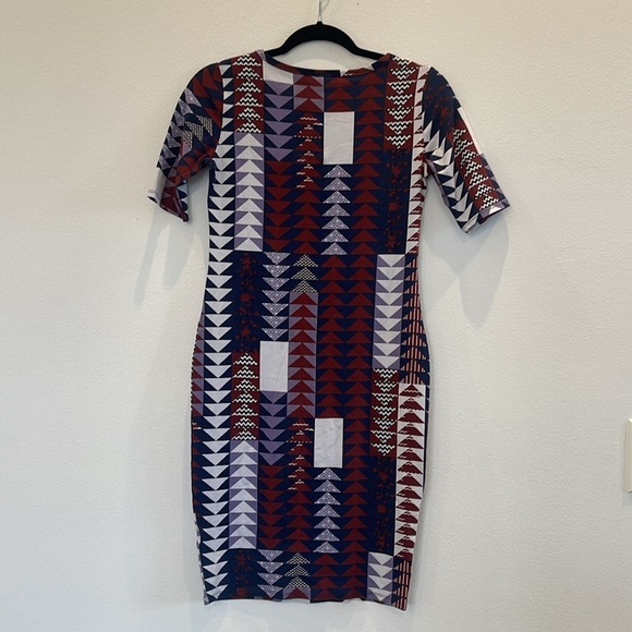 LuLaRoe Simply Comfortable Dress Womens Short Sleeve Midi Multicolor Size XS - Picture 7 of 7